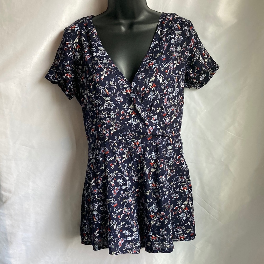 Julia Navy Blue Floral Romper Size Large